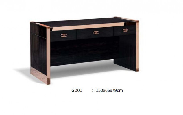 Table chair, study desk, black office furniture, luxury, 2-piece set.