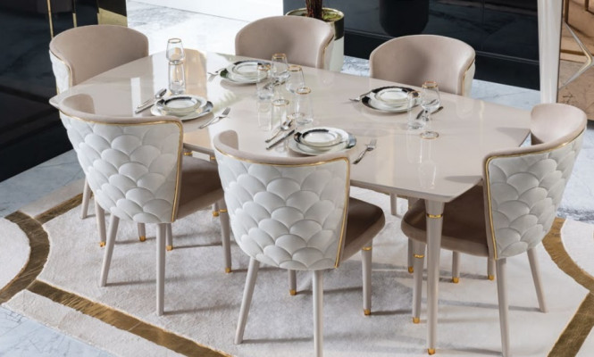 Dining room set table 6x chairs seating group dining room suite table set 7-piece new