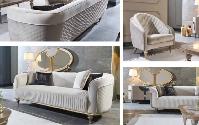 Sofa set 3+1 seater sofas in Italian style designer upholstered sofas new