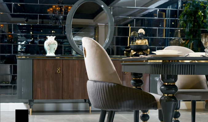 Dining set upholstered velvet textile chair 6x chair group set living wood genuine