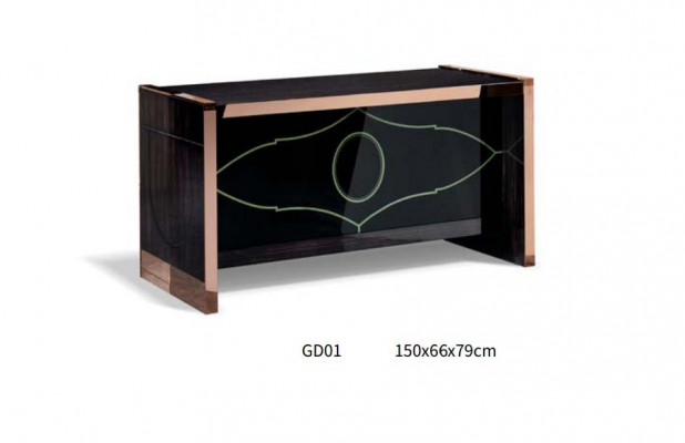 Table chair, study desk, black office furniture, luxury, 2-piece set.