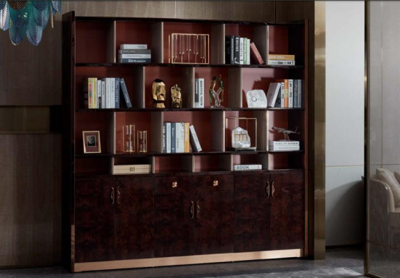 Office cabinet brown wood study brown modern design furniture luxury cabinet