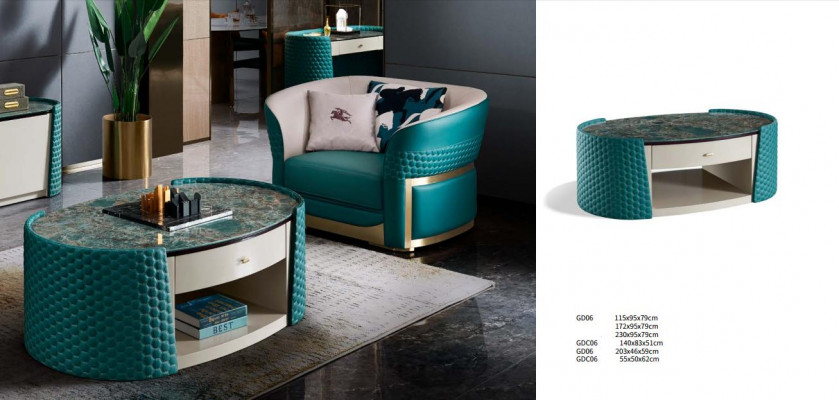 Coffee table base cabinet wood leather turquoise modern new 2-piece design furniture