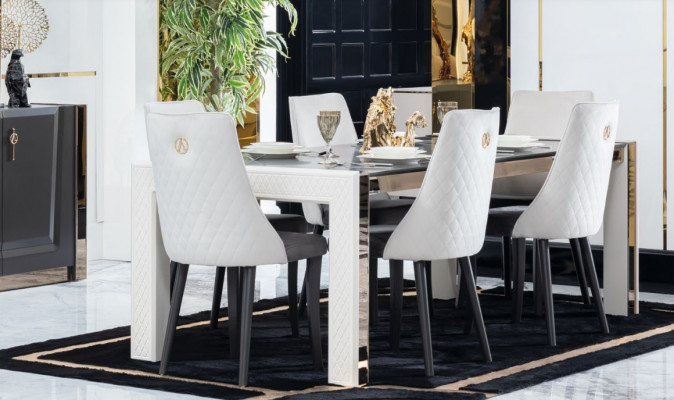 Dining room set table 6x chair dresser mirror Italian style group new