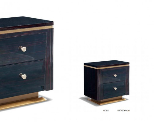 Leather Bed Bedroom Furniture Design Group 3-piece Set 2x Nightstands
