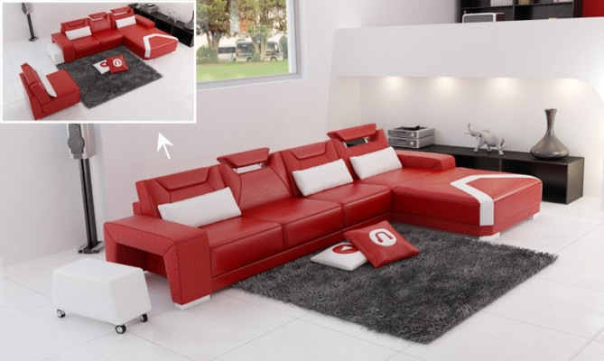 Designer sofa couch corner sofa with ottoman upholstery suite living landscape L-shape