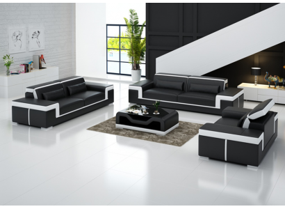 Luxurious sofa set living room 3+2 set leather upholstery couches