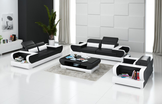 Luxurious sofa set living room suite leather upholstery couches sofa