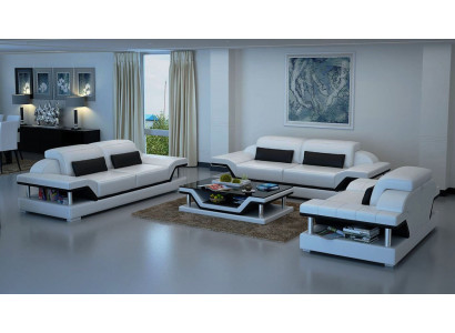 Leather Upholstered Couches Sofa Luxurious Sofa Set 3+2 + Coffee Table Set New