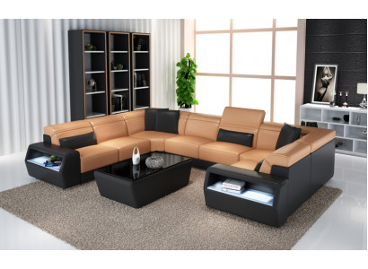 Corner sofa leather sofa couch upholstery corner seating living landscape suite U-shape