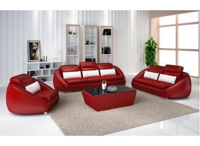 Luxury Furniture Sofa Suite Couch Sofa Upholstery 3+2 Red Seat Cushion Set