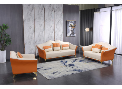 Sofa with Upholstered Leather Couch Seating Complete Set Modern Suite 3+2 Seater