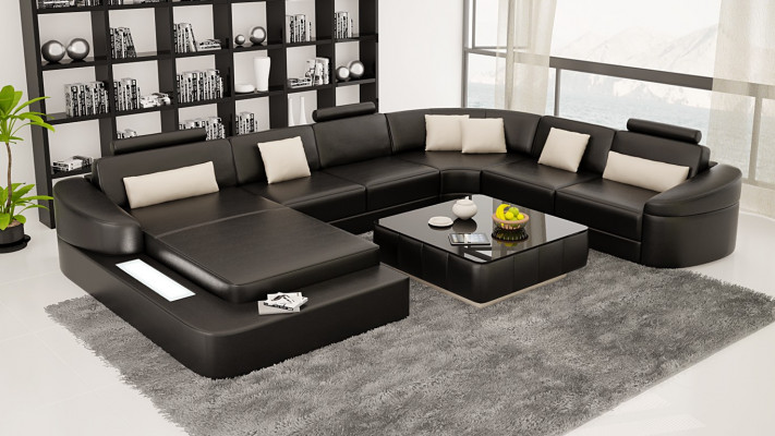 Leader Modern Couch Landscape Leather Sofa Sofa Suite Furniture Sofa U-Shape New