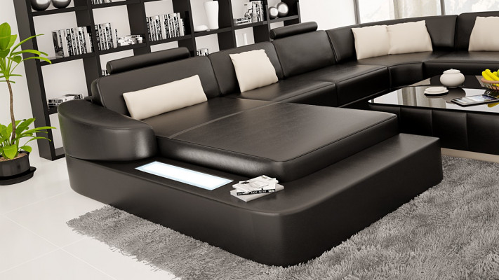 Leader Modern Couch Landscape Leather Sofa Sofa Suite Furniture Sofa U-Shape New