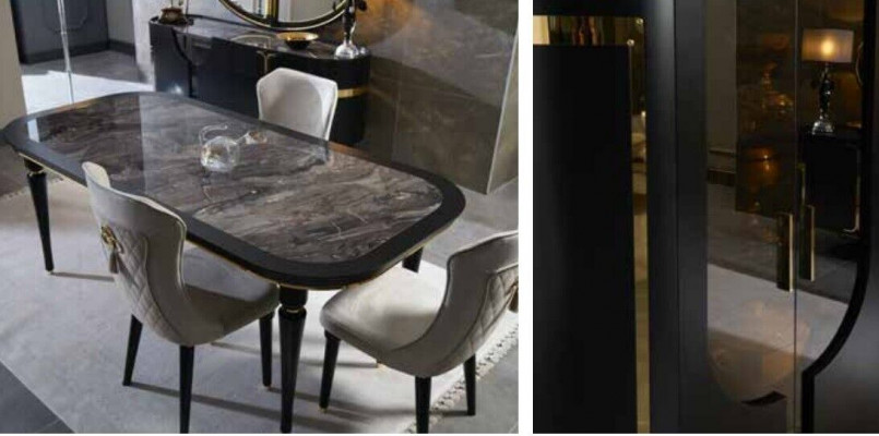 Table set furniture dining table 4 chairs luxury style furniture chair group sideboard 8-piece
