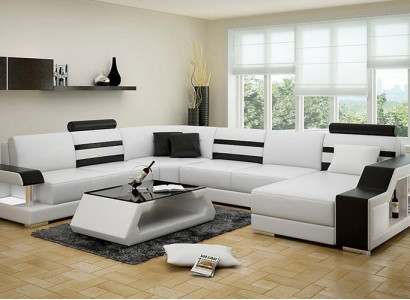 L-shaped leather sofa couch living landscape suite design corner sofa