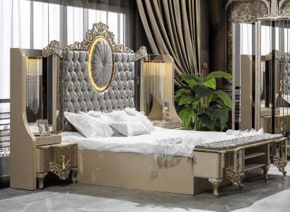 Luxury Suite Bedroom Double Bed Classic Beige Set 3-piece. New