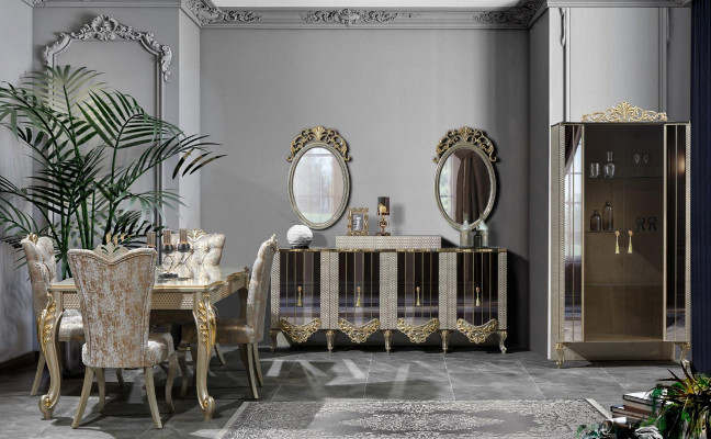 Dining nook luxury dining group dining room dining table chairs beige set wood 5 pieces