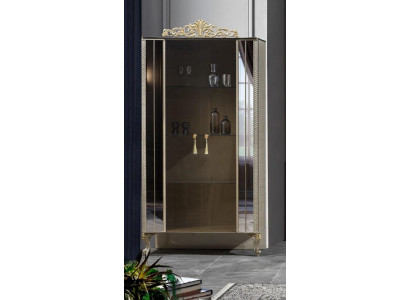 Display cabinet showcase wooden luxury classic mirror dining room beige