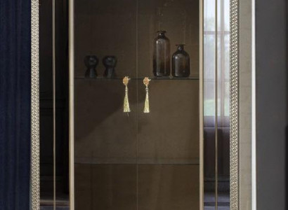 Display cabinet showcase wooden luxury classic mirror dining room beige