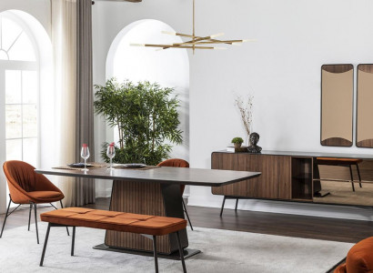Dining set dining room dining table chairs sideboard set 10-piece wood brown new