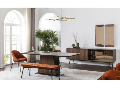 Dining nook dining set dining room dining table chairs sideboard 9 pieces wood brown