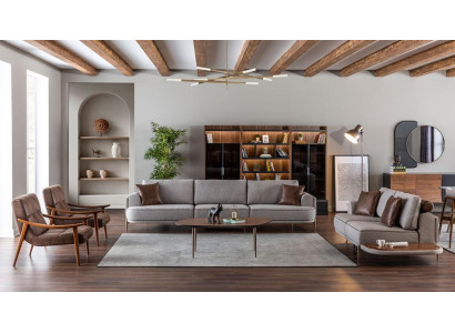 Gray cushions 3+2 seater set living room designer coffee table luxury furniture