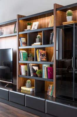 Wall unit TV furniture wall cabinets living room display cabinet modern wood brown