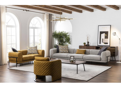 Sofa set Sofas Imitation Leather Sofa 321 Seater Modern Yellow Armchair Set