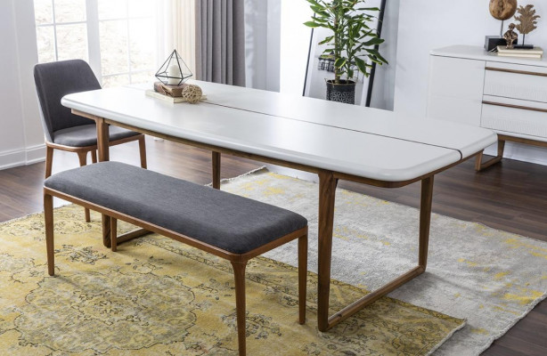 Dining group dining nook dining room dining table chairs table set 8 pieces wood white
