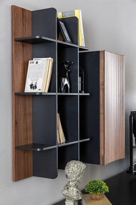 RTV lowboard TV stand shelves sideboard wood modern brown living room