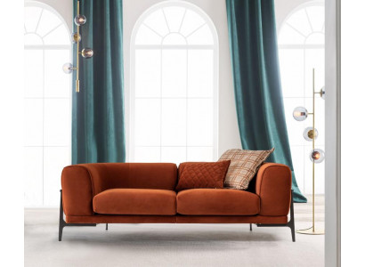 Three-seater sofa 3-seat fabric sofa modern red fabric couch orange