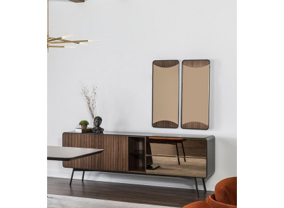 Sideboard dresser sideboard mirror wood modern brown set furniture