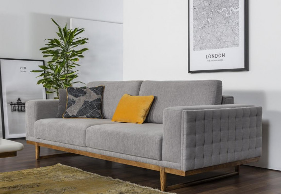 Three-seater sofa 3-seater fabric sofa sofas modern gray fabric couch new
