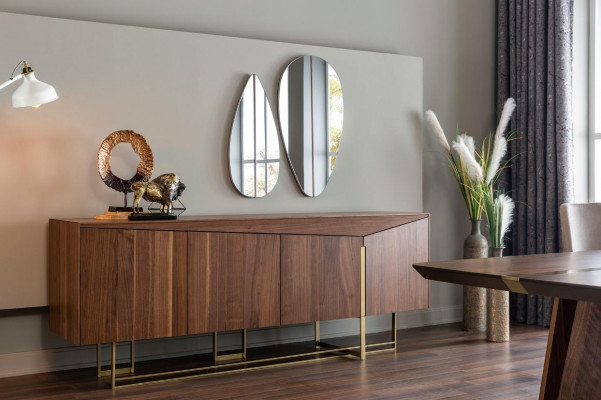 Sideboard Dresser Sideboard Mirror Wood Brown Dining Room Cabinets Set