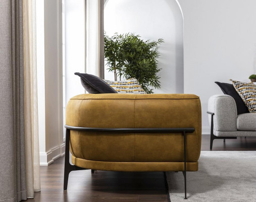 Modern two-seater sofa 2-seater sofas modern yellow faux leather couch design