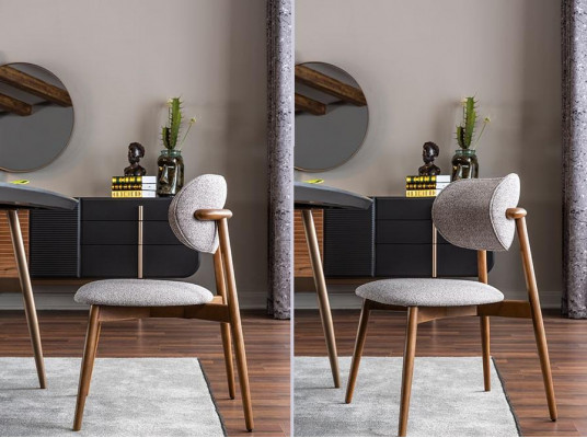 Set of 4 dining chairs, kitchen chair without armrests, fabric grey