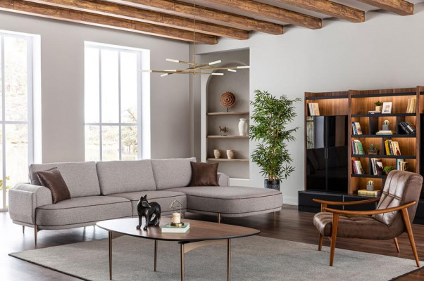 Fabric sofa corner sofa L-shaped sofa fabric sofas gray modern living room furniture