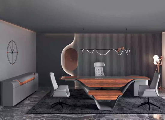 A luxurious set for a high-end office in a futuristic style.