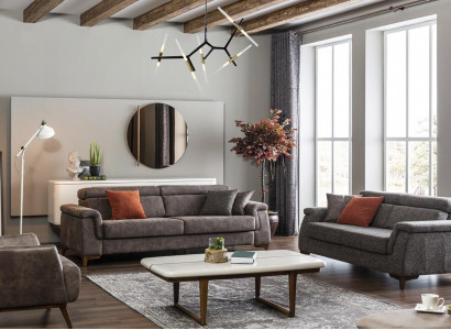 Sofa set 321-seater fabric sofa sofa fabric armchair gray with bed function