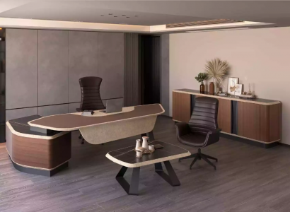 Modern office set luxury furniture corner desk sideboard solid wood