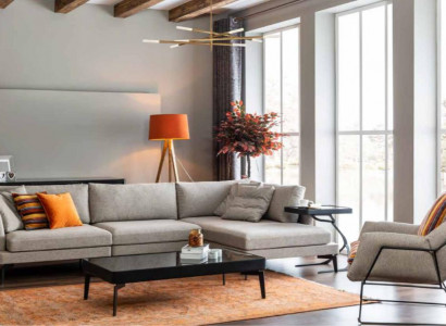 Fabric sofa corner sofa L-shape sofa sofas gray fabric living room modern corner