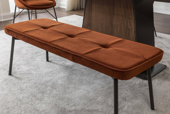 Dining area, dining group, dining room, dining table, chairs, bench, 8-piece set, brown, orange