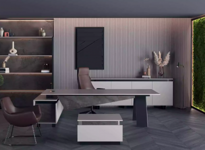 Gray office furniture desk sideboard office furniture modern wood