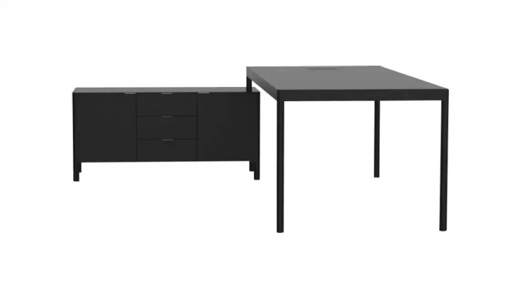 Corner desk, sideboard, coffee table, study, modern, wood, black