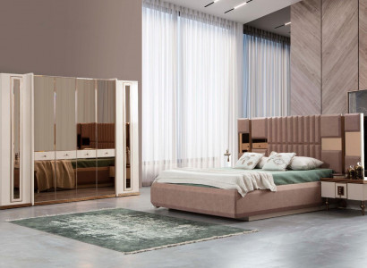 Bedroom complete set 4-piece bed 2x bedside tables wardrobe beds