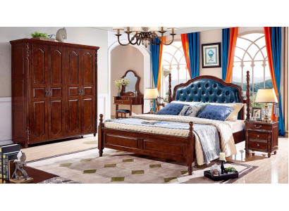 Bedroom set 4-piece classic bed + 2x bedside tables wardrobe