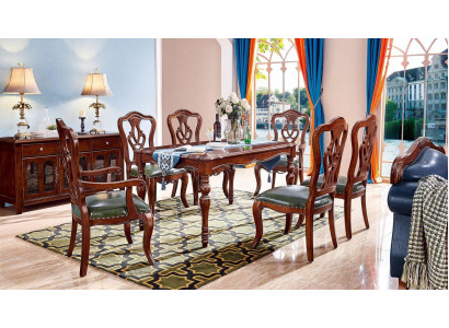 Complete set dining table + 6 chairs dining room set dining group wood table tables 7 pieces