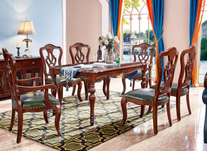 Complete set dining table + 6 chairs dining room set dining group wood table tables 7 pieces