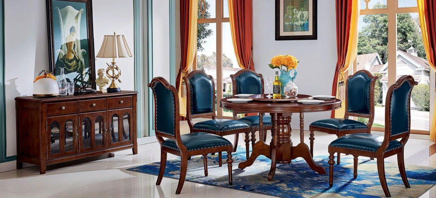 Complete set dining table 6 chairs sideboard dining room set dining group wood table new